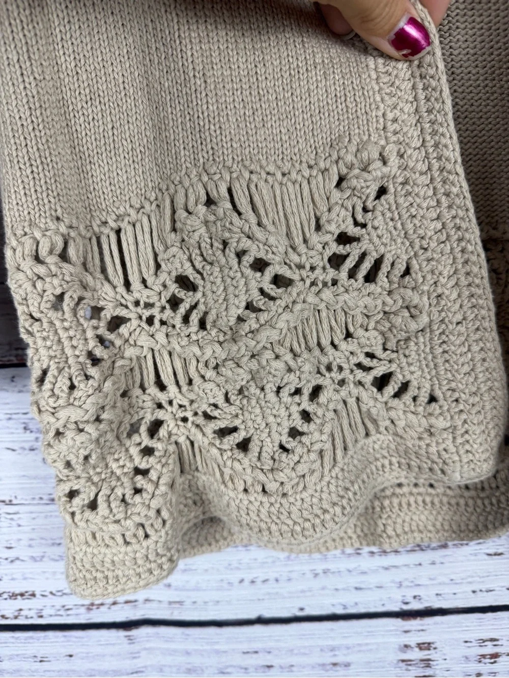 Chico's Crochet Lace Hem Knit Cardigan – Size 1